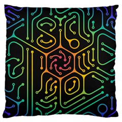 Circuit Hexagonal Geometric Pattern Background Pattern Large Premium Plush Fleece Cushion Case (one Side) by Vaneshop