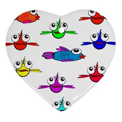 Fish Swim Cartoon Funnycute Ornament (heart)