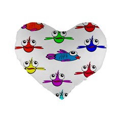 Fish Swim Cartoon Funnycute Standard 16  Premium Heart Shape Cushions