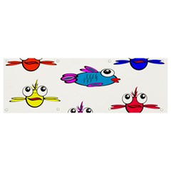 Fish Swim Cartoon Funnycute Banner And Sign 9  X 3 