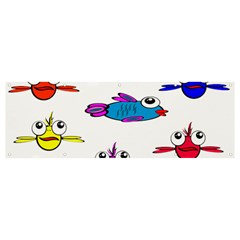 Fish Swim Cartoon Funnycute Banner And Sign 12  X 4 