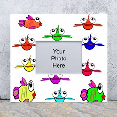 Fish Swim Cartoon Funnycute White Wall Photo Frame 5  X 7 