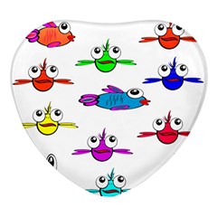 Fish Swim Cartoon Funnycute Heart Glass Fridge Magnet (4 Pack)