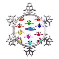 Fish Swim Cartoon Funnycute Metal Large Snowflake Ornament