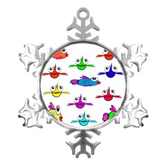 Fish Swim Cartoon Funnycute Metal Small Snowflake Ornament