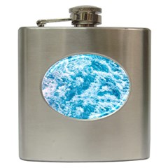 Blue Ocean Wave Texture Hip Flask (6 Oz) by Jack14