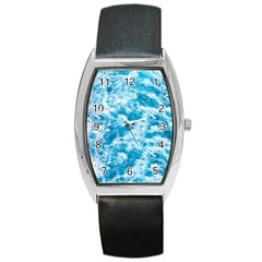 Blue Ocean Wave Texture Barrel Style Metal Watch