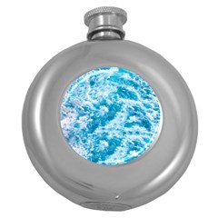 Blue Ocean Wave Texture Round Hip Flask (5 Oz) by Jack14