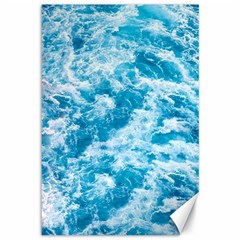 Blue Ocean Wave Texture Canvas 12  x 18 