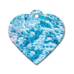 Blue Ocean Wave Texture Dog Tag Heart (One Side)