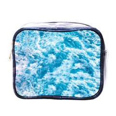 Blue Ocean Wave Texture Mini Toiletries Bag (One Side)