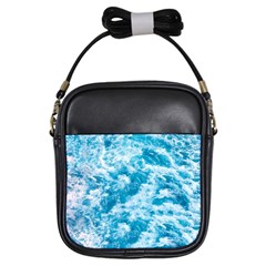 Blue Ocean Wave Texture Girls Sling Bag