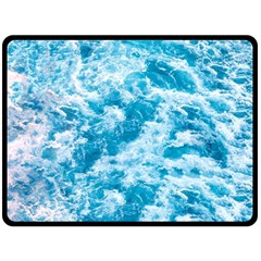 Blue Ocean Wave Texture Fleece Blanket (Large)