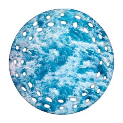 Blue Ocean Wave Texture Round Filigree Ornament (two Sides) by Jack14