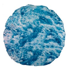 Blue Ocean Wave Texture Large 18  Premium Round Cushions