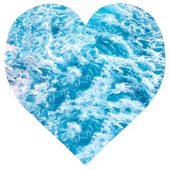 Blue Ocean Wave Texture Wooden Puzzle Heart by Jack14