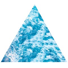 Blue Ocean Wave Texture Wooden Puzzle Triangle