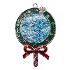 Summer Blue Ocean Wave Metal X mas Lollipop With Crystal Ornament by Jack14