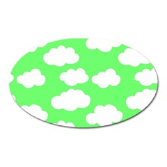 Cute Clouds Green Neon Oval Magnet by ConteMonfrey