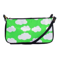 Cute Clouds Green Neon Shoulder Clutch Bag by ConteMonfrey