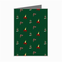 Christmas Green Pattern Background Mini Greeting Card by Pakjumat