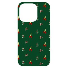 Christmas Green Pattern Background iPhone 14 Pro Black UV Print Case