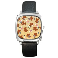Gingerbread Christmas Time Square Metal Watch