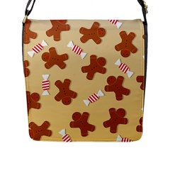 Gingerbread Christmas Time Flap Closure Messenger Bag (L)