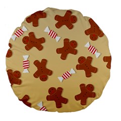 Gingerbread Christmas Time Large 18  Premium Flano Round Cushions by Pakjumat