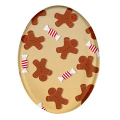 Gingerbread Christmas Time Oval Glass Fridge Magnet (4 pack)