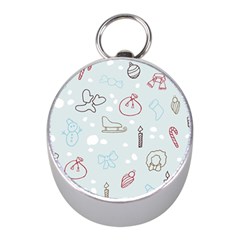 Winter Pattern Background Element Mini Silver Compasses