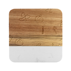 Winter Pattern Background Element Marble Wood Coaster (square) by Pakjumat