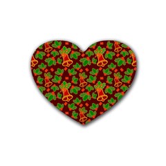 Christmas Pattern Rubber Coaster (heart) by Pakjumat