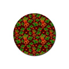 Template Christmas Pattern Rubber Round Coaster (4 Pack) by Pakjumat