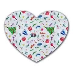 Illustration Christmas Pattern Heart Mousepad by Pakjumat