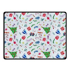 Illustration Christmas Pattern Two Sides Fleece Blanket (small) by Pakjumat