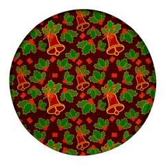 Christmas Wrapping Paper Round Glass Fridge Magnet (4 Pack) by Pakjumat