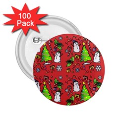 Santa Snowman Gift Holiday 2 25  Buttons (100 Pack)  by Pakjumat