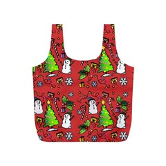 Santa Snowman Gift Holiday Full Print Recycle Bag (s) by Pakjumat