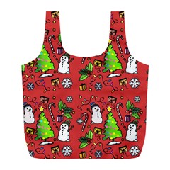 Santa Snowman Gift Holiday Full Print Recycle Bag (l) by Pakjumat