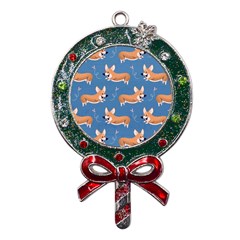 Corgi Patterns Metal X mas Lollipop With Crystal Ornament