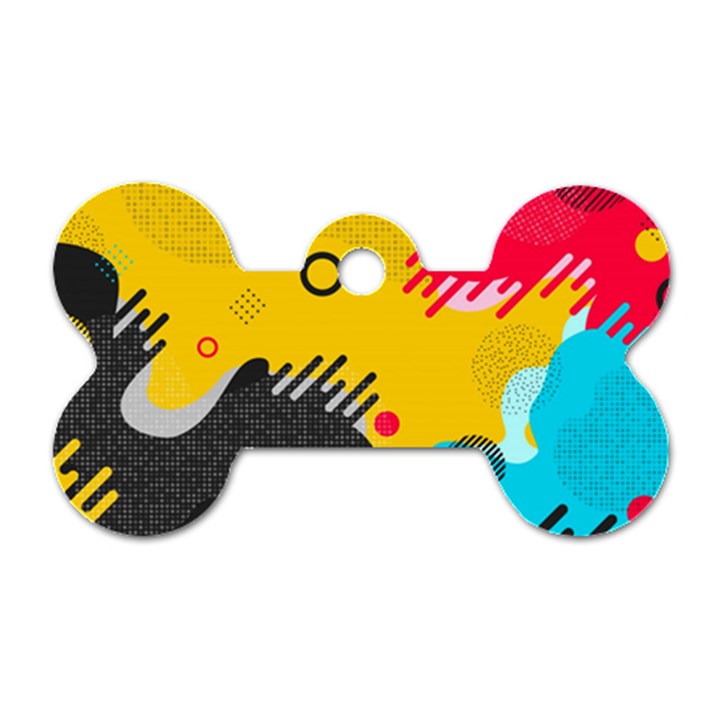 Abstract Colorful Pattern Shape Design Background Dog Tag Bone (Two Sides)