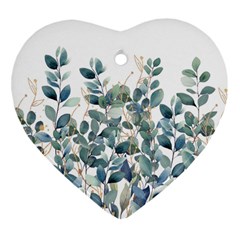 Green And Gold Eucalyptus Leaf Ornament (heart) by Jack14