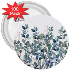 Green And Gold Eucalyptus Leaf 3  Buttons (100 Pack)  by Jack14