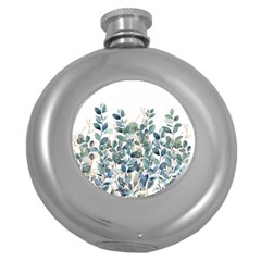 Green And Gold Eucalyptus Leaf Round Hip Flask (5 Oz) by Jack14