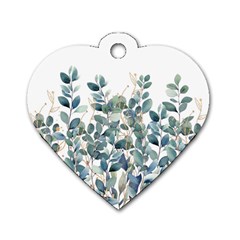 Green And Gold Eucalyptus Leaf Dog Tag Heart (two Sides) by Jack14