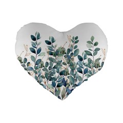 Green And Gold Eucalyptus Leaf Standard 16  Premium Heart Shape Cushions by Jack14