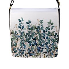 Green And Gold Eucalyptus Leaf Flap Closure Messenger Bag (l) by Jack14