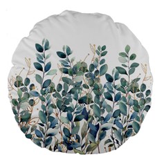 Green And Gold Eucalyptus Leaf Large 18  Premium Flano Round Cushions by Jack14