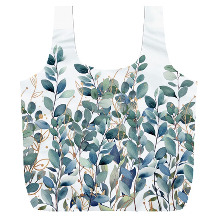 Green and Gold Eucalyptus Leaf Full Print Recycle Bag (XXL)